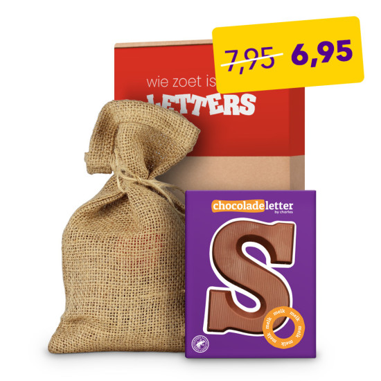 Good Things in Life - Chocoladeletter S in Jute Zak - 80g Sinterklaas Cadeau